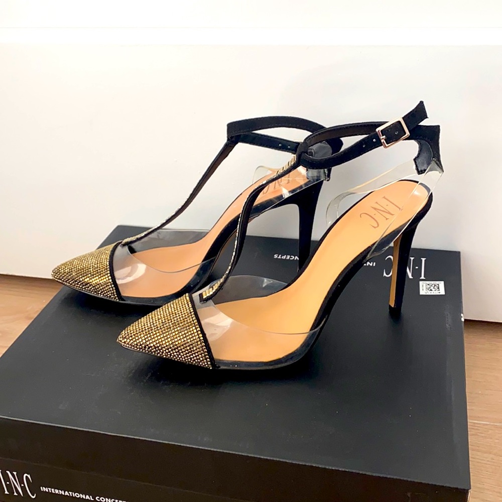 INC Gold and Black Heels